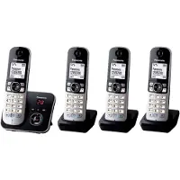 Panasonic KX-TG6824 - Téléphone sans fil - Répondeur avec identification de l'appelant - DECT - noir + 3 combinés supplémentaires (KX-TG6824GB)