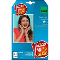 Sigel Papier photo jet d'encre (195 g/m², 10 x 15 cm, 100 pcs), Papier photo, Blanc