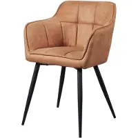 En.casa Chaise de salle à manger 'Birmingham' avec accoudoirs rembourrée pieds en acier marron