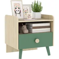 AIYAPLAY Table de chevet enfant table de nuit enfant avec tiroir et niche, petite table d'appoint en bois pour chambre d'enfant, 40L x 32,5l x 40H cm, vert