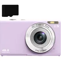 INF Appareil photo numérique 48MP 2,7K FHD zoom numérique 16X, webcam, mise au point automatique Violet clair