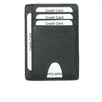 INF Porte-cartes avec protection RFID en cuir véritable Black
