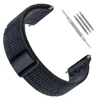 INF Bracelet de Montre en Nylon Compatible Garmin 22mm - Forerunner 245/255/265M Black+Blue