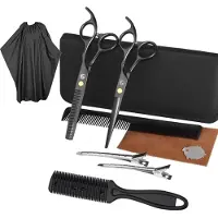 INF Kit de coiffure avec ciseaux, peignes, pinces, manteau 10 pièces Black
