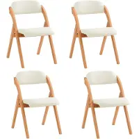 SoBuy Lot 4 Chaises Pliantes Bois Blanc