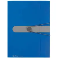 Herlitz Chemise à rabats easy orga to go, A4, PP-film, bleu opaque 3 rabats, avec bouton de fermeture et gum (A4)