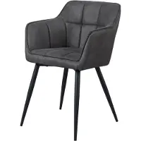 En.casa Chaise de salle à manger 'Birmingham' avec accoudoirs rembourrée pieds en acier gris foncé