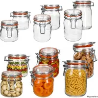 MamboCat Lot de 12 bocaux Odin de 1 L, 0,75 L et 0,5 L avec fermeture à clip