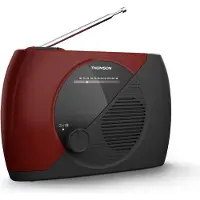 Thomson RT353 Radio FM portable Tuner Analogique - Transistor Alimentation Scteur ou Piles - Antenne Bonne Réception Rouge et Noir