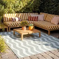 FRAAI Tapis d'extérieur - Summer Waves Vert | 120x170 cm | Rectangulaire | Tissage plat