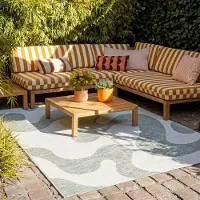 FRAAI Tapis d'extérieur - Summer Swirl Vert | 240x330 cm | Rectangulaire | Tissage plat