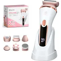 Beeperfect Épilateur - Rechargeable - Étanche - 7 accessoires - Blanc/rose pâle