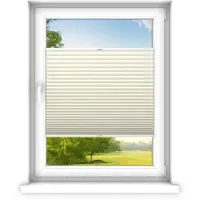 Time4blinds , Store plissé sur mesure, Sans perçage, 130x220 cm, Blanc crème