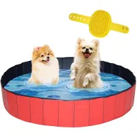 Lendo Online Piscine pour Chien Pliable Ø160 cm Rouge