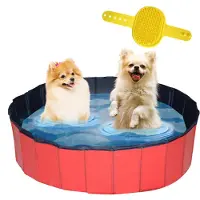 Lendo Online Piscine pour Chien Pliable Ø120 cm Rouge