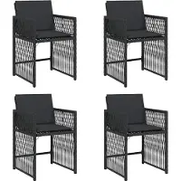 vidaXL Chaises de jardin avec coussins 4 pcs. noir poly rotin