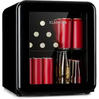 Klarstein PopLife Refroidisseur de boissons - mini-bar, réfrigérateur rétro, 0-10°C, seulement 39 dB, 48 L, écologique, porte à double vitrage, design rétro, noir