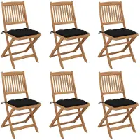 vidaXL Chaises de jardin pliantes 6 pièces avec coussins en bois massif d'acacia