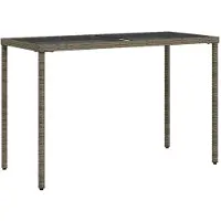 vidaXL Table de jardin avec plateau en verre Gris 115x54x74 cm Poly rotin