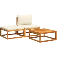 vidaXL Ensemble canapé de jardin 3 pièces avec coussins bois acacia & corde