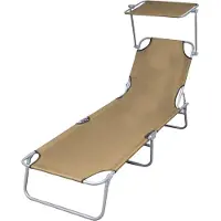 vidaXL Chaise longue pliable avec protection solaire acier taupe