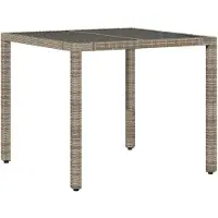 vidaXL Table de jardin avec plateau en verre Gris 90x90x75 cm Poly rotin