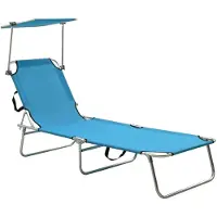 vidaXL Chaise longue pliante avec toit solaire acier bleu turquoise