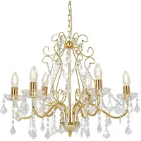 vidaXL Lustre avec perles de cristal Doré Rond 6 x E14