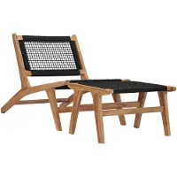 vidaXL Bain de soleil avec repose-pieds en teck massif et corde