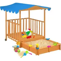 vidaXL Maison de jeu d'enfants et bac à sable Bois de sapin Bleu UV50