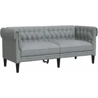 vidaXL Canapé Chesterfield 2 places tissu gris clair