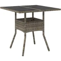 vidaXL Table de jardin avec plateau en verre Gris 80x80x75 cm Poly rotin