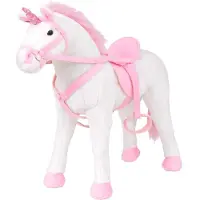 vidaXL Peluche Licorne debout Peluche blanche et rose XXL