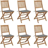 vidaXL Chaises de jardin pliantes 6 pièces avec coussins en bois massif d'acacia