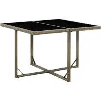 vidaXL Table de jardin Gris 109x107x74 cm Poly rotin et verre