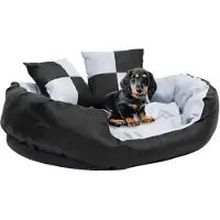 vidaXL Coussin réversible et lavable pour chien Gris et noir 85x70x20 cm