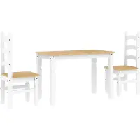 vidaXL Ensemble de salle à manger 3 pièces PANAMA, bois de pin massif, blanc,