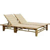 vidaXL bain de soleil 2 personnes avec coussin en bambou