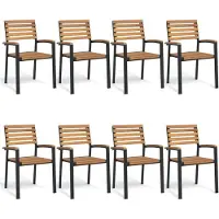 vidaXL Chaises de jardin empilables 8 pcs. Bois massif acacia et métal