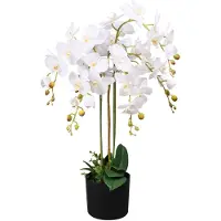 Super Merchant Plante artificielle avec pot Orchidée 75 cm Blanc