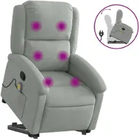 vidaXL Fauteuil de massage avec releveur gris clair velours