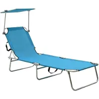 vidaXL Chaise longue pliante avec toit solaire bleu aluminium