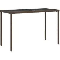 vidaXL Table de jardin avec plateau en verre brun 115x54x74 cm Poly rotin
