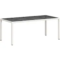 vidaXL Table de jardin avec plateau en verre blanc 190x90x75 cm Poly rotin