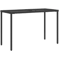 vidaXL Table de jardin avec plateau en verre noir 115x54x74 cm Poly rotin