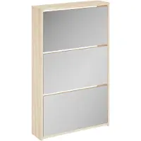 vidaXL Meuble à chaussures 3 étagères Miroir 63x17x102,5 cm Chêne