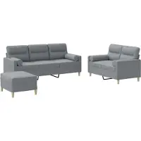 vidaXL Ensemble de canapés 3 pièces avec coussins Tissu gris clair