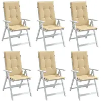 vidaXL Coussins de chaise à haut dossier 6 pcs. Melange Beige 120x50x4 cm Tissu