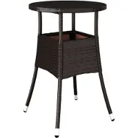 vidaXL Table de jardin Ã60x75 cm verre dur et poly rotin brun