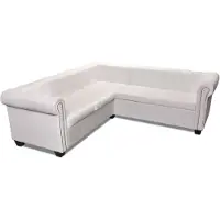 vidaXL Canapé d'angle Chesterfield 5 places en similicuir blanc